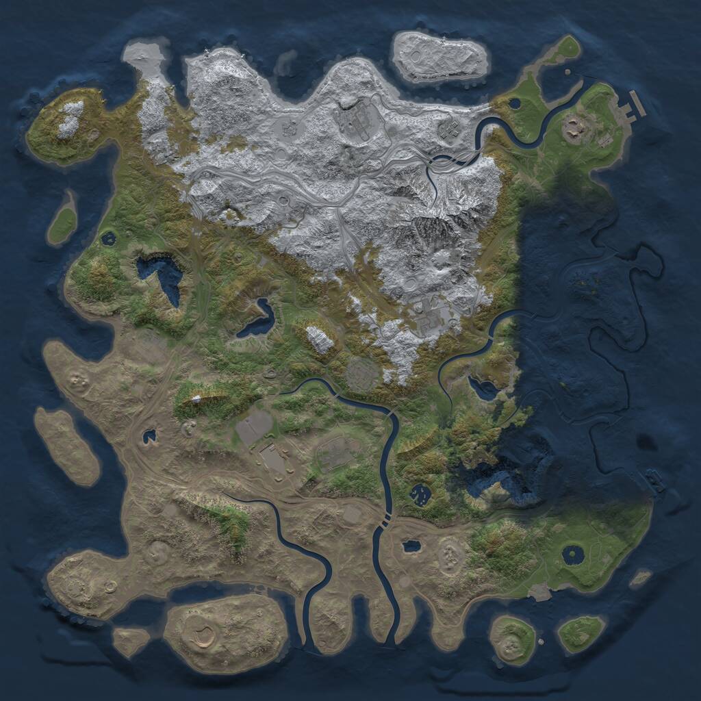 Rust Map: Procedural Map, Size: 5000, Seed: 34857, 17 Monuments