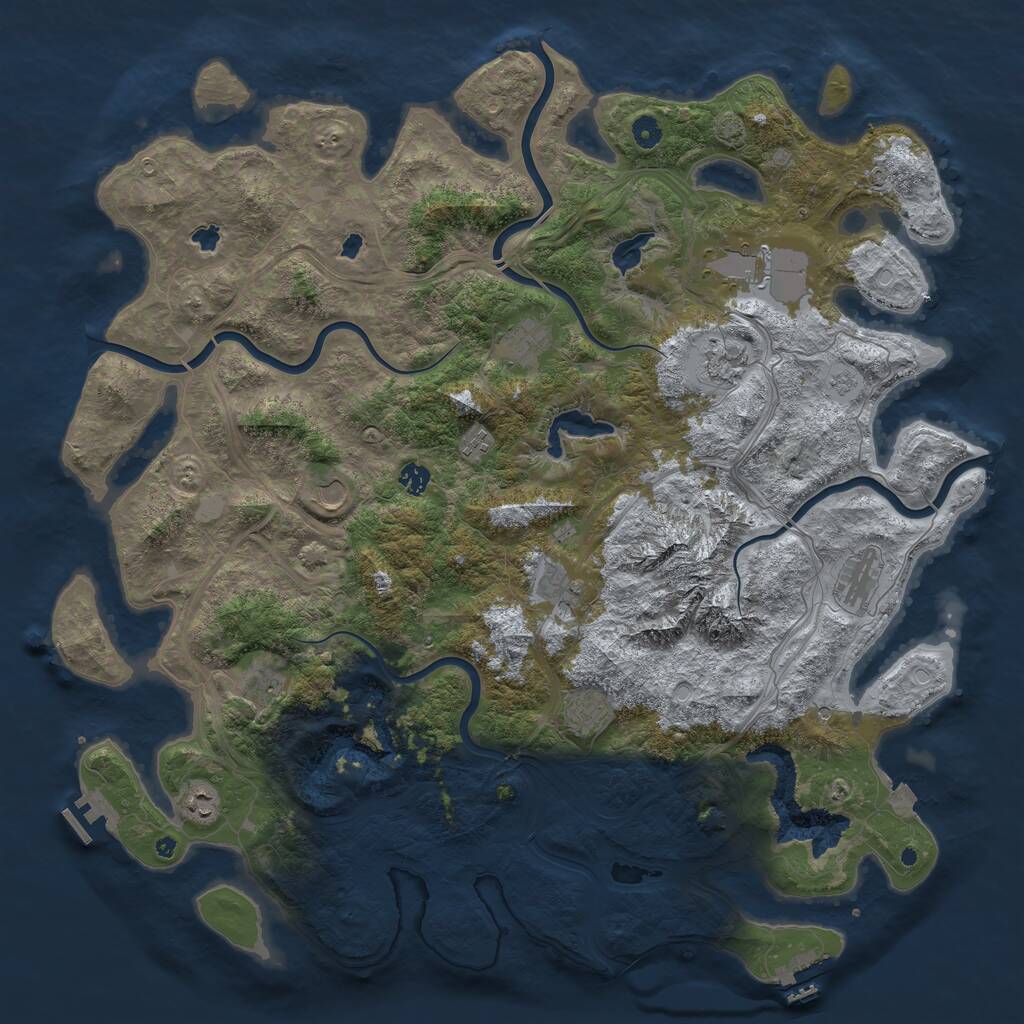 Rust Map: Procedural Map, Size: 5000, Seed: 722146987, 17 Monuments