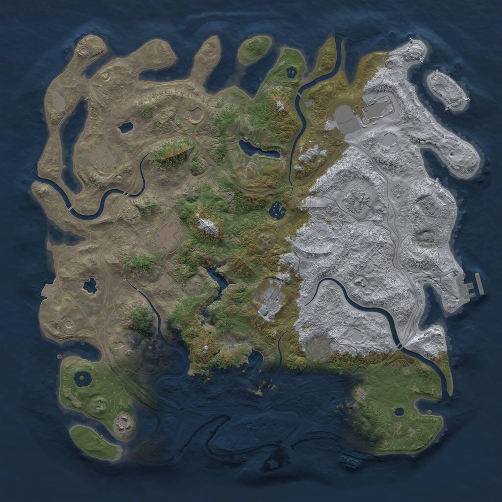 Rust Map: Procedural Map, Size: 4500, Seed: 306198045, 17 Monuments