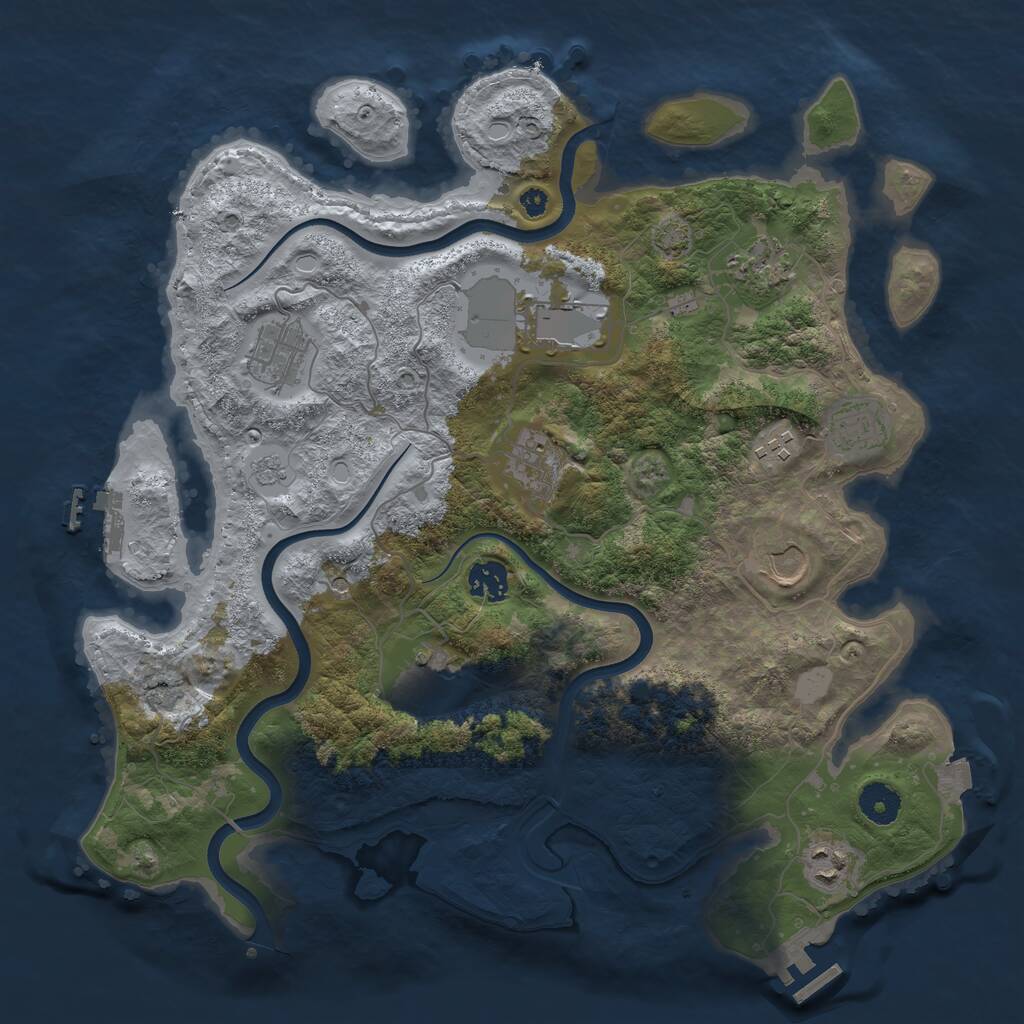 Rust Map: Procedural Map, Size: 3750, Seed: 391734609, 16 Monuments