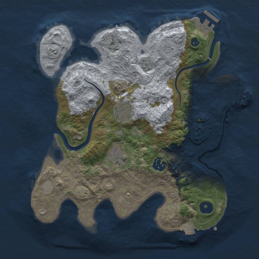 Rust Map: Procedural Map, Size: 3000, Seed: 23589, 10 Monuments