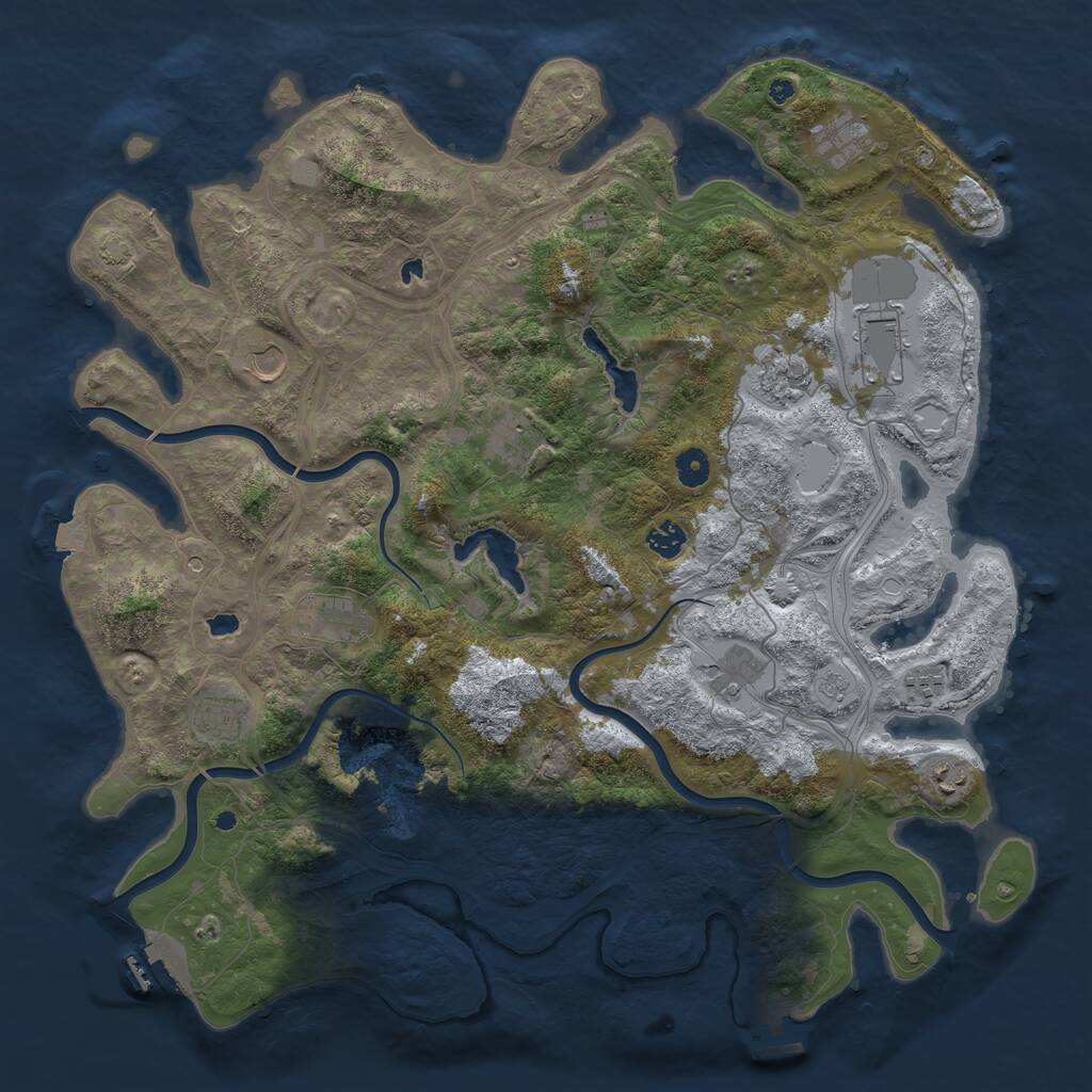 Rust Map: Procedural Map, Size: 4500, Seed: 516781732, 17 Monuments