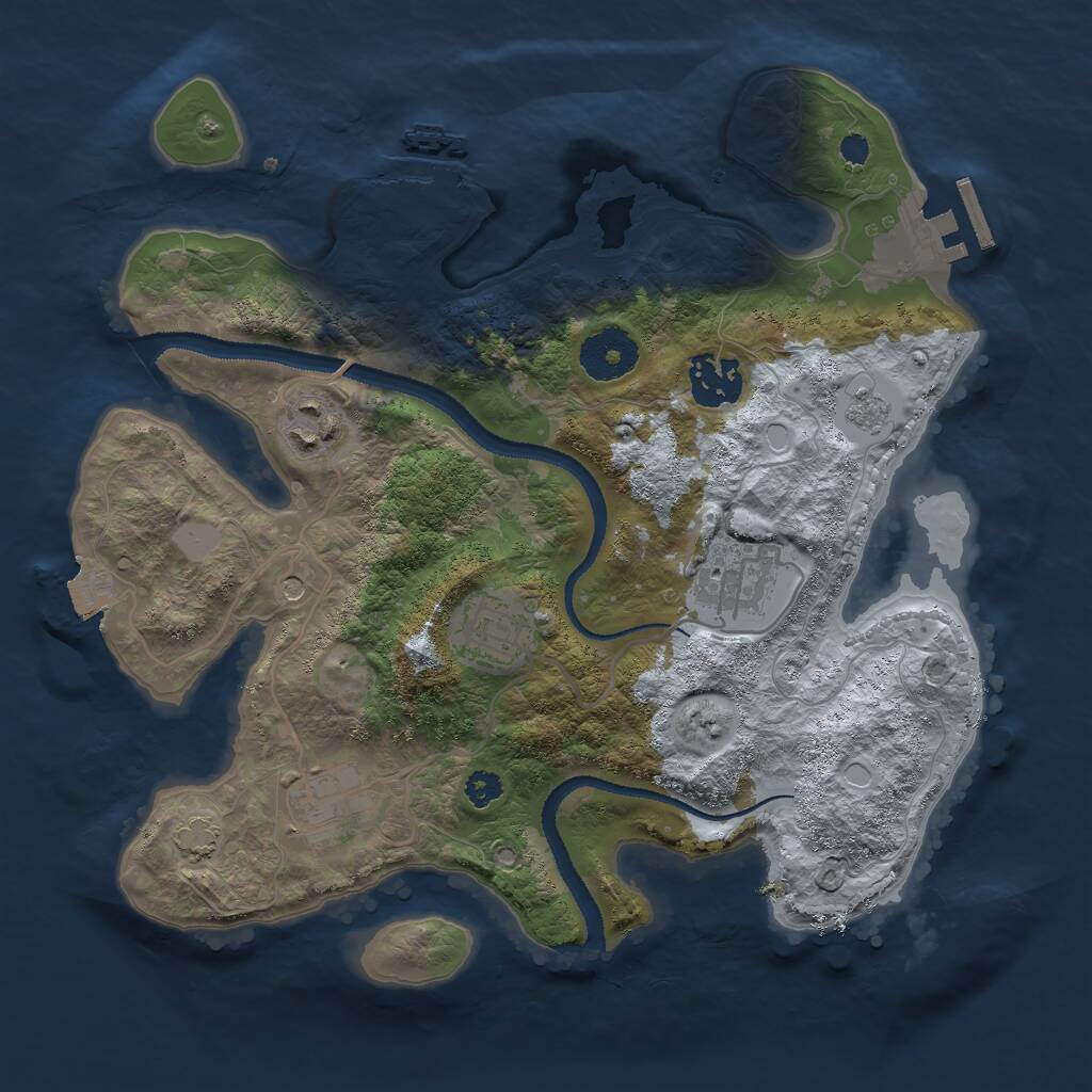 Rust Map: Procedural Map, Size: 3000, Seed: 644221, 11 Monuments