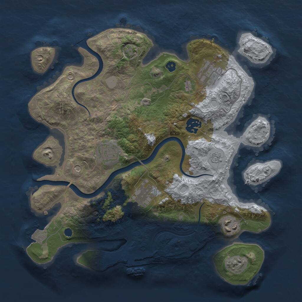 Rust Map: Procedural Map, Size: 3000, Seed: 1066081842, 10 Monuments