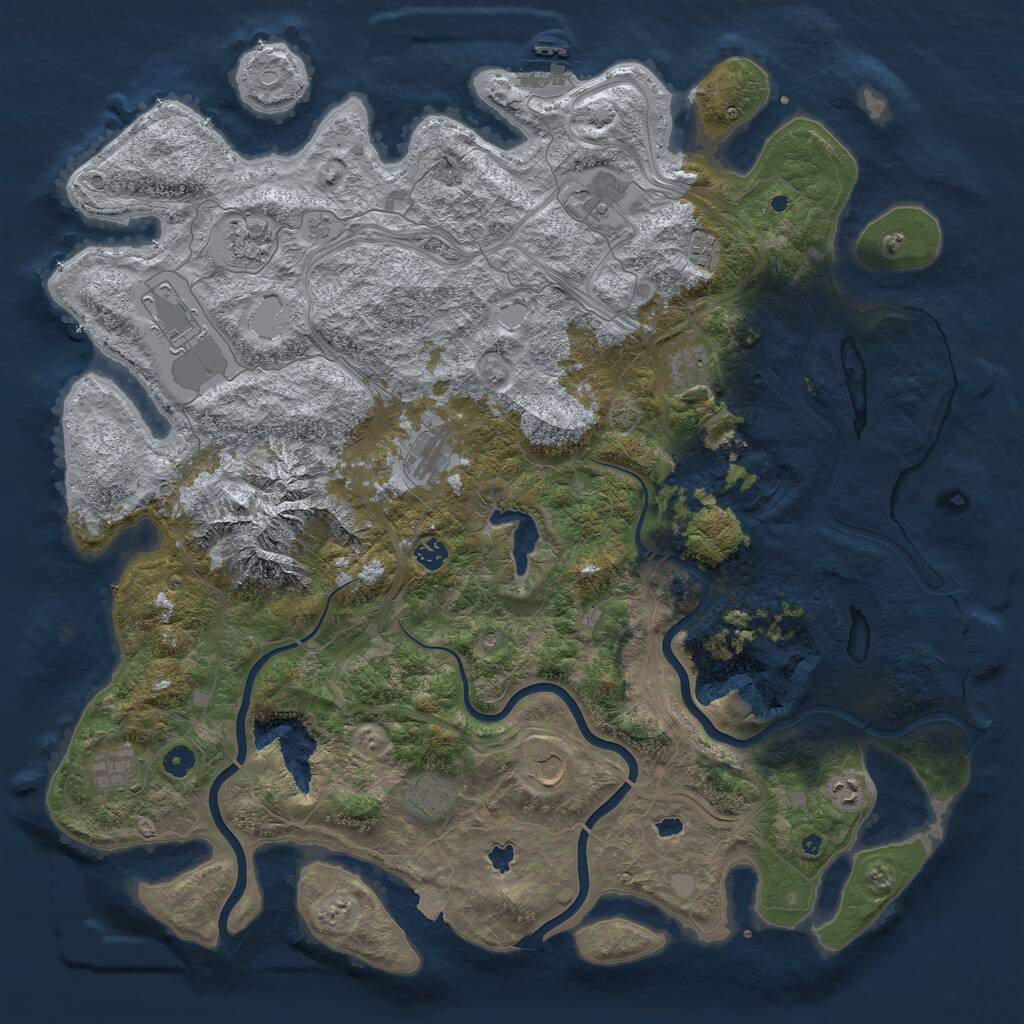 Rust Map: Procedural Map, Size: 5000, Seed: 42714, 17 Monuments