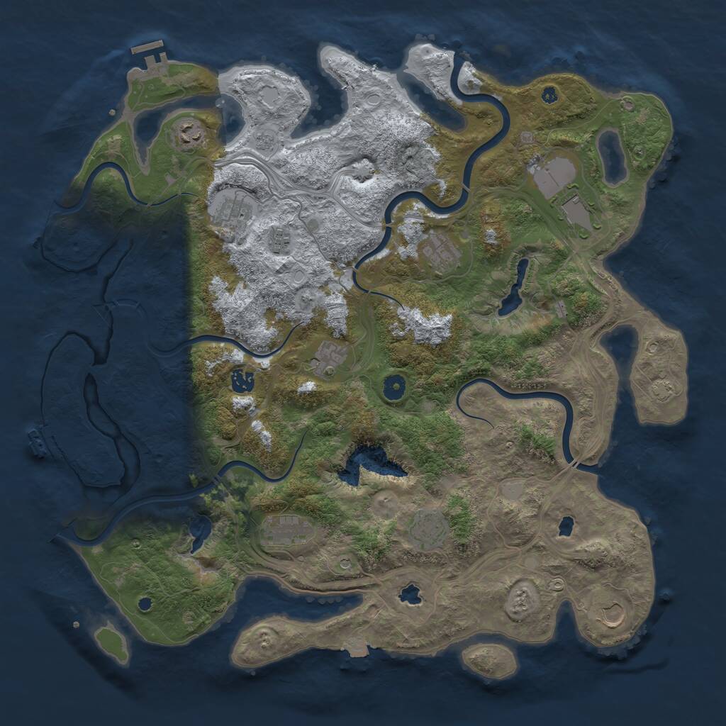 Rust Map: Procedural Map, Size: 4500, Seed: 109481004, 16 Monuments