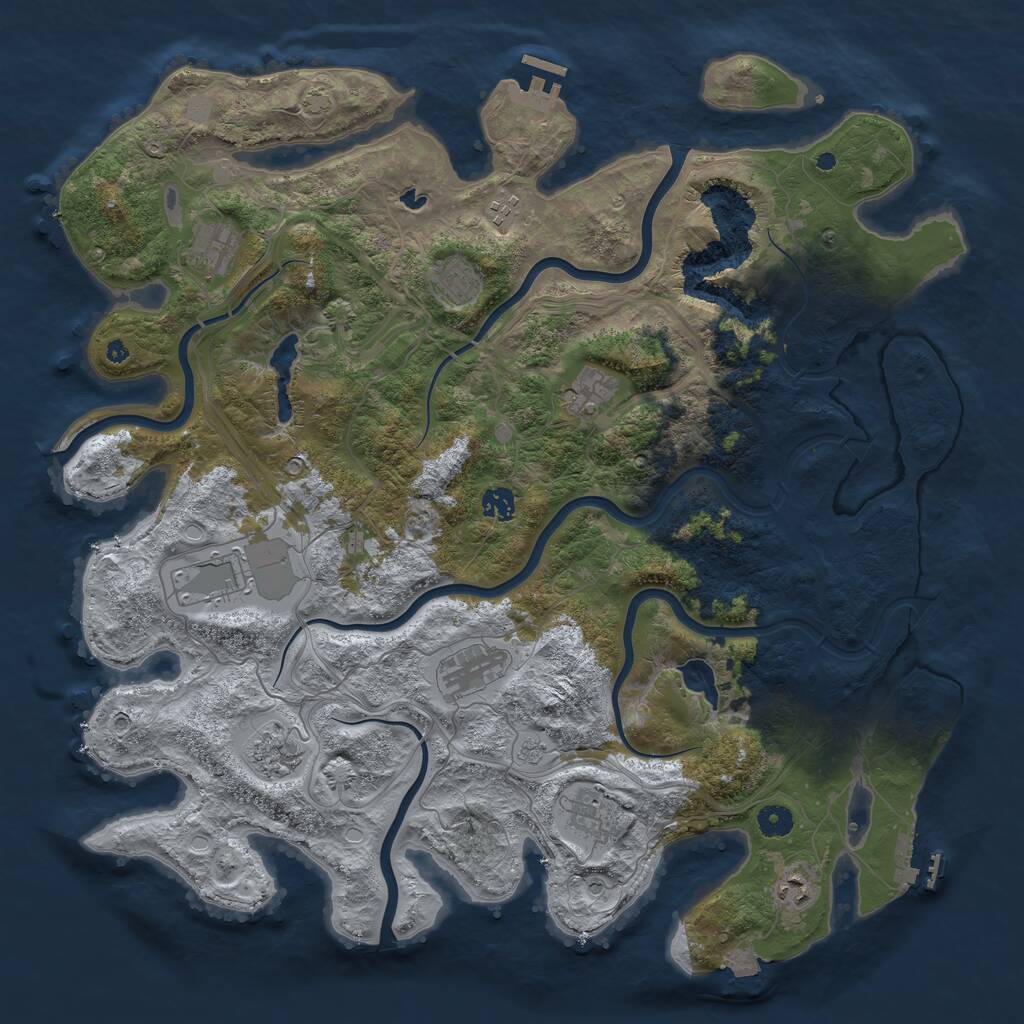 Rust Map: Procedural Map, Size: 4500, Seed: 1019627771, 16 Monuments