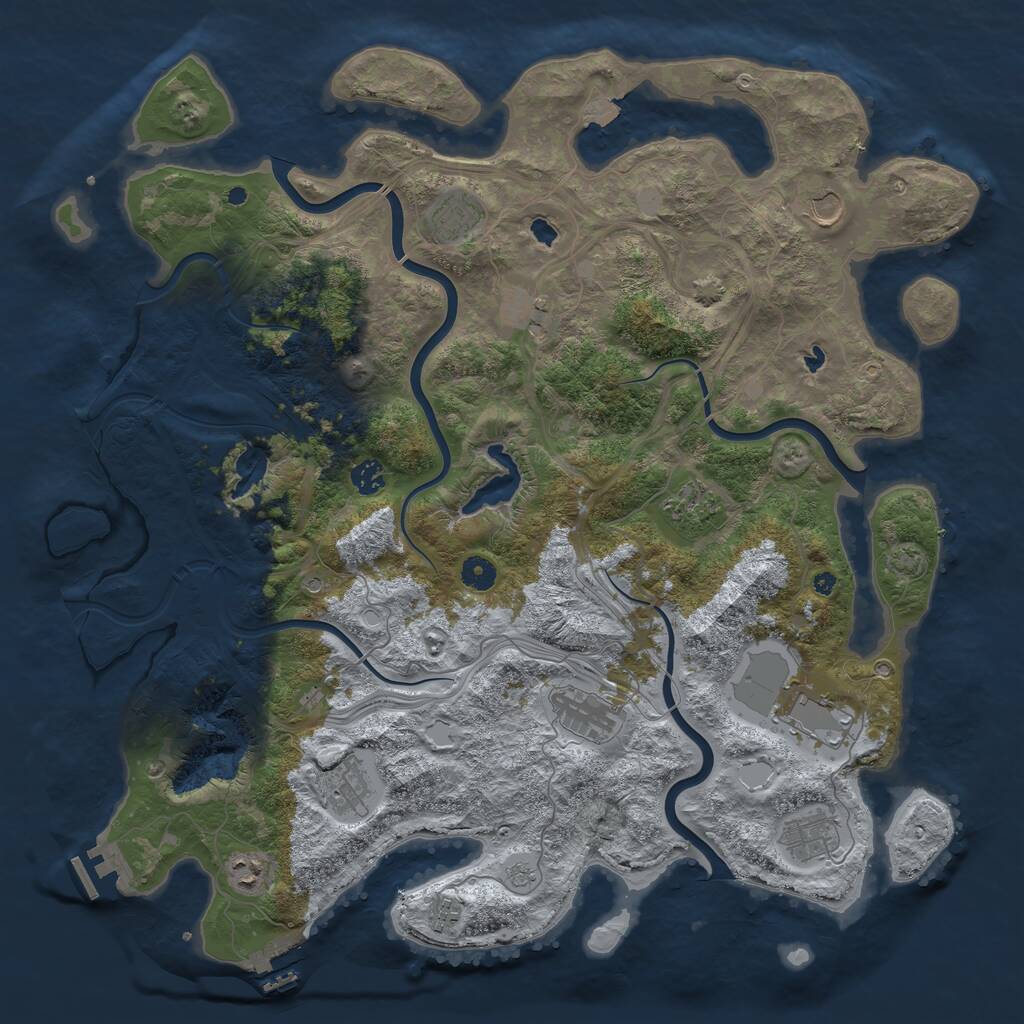 Rust Map: Procedural Map, Size: 4500, Seed: 17206022, 17 Monuments
