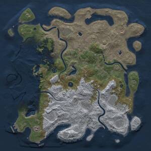 Thumbnail Rust Map: Procedural Map, Size: 4500, Seed: 17206022, 17 Monuments