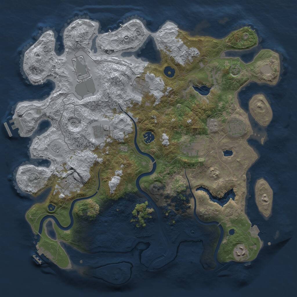 Rust Map: Procedural Map, Size: 4000, Seed: 998166, 16 Monuments