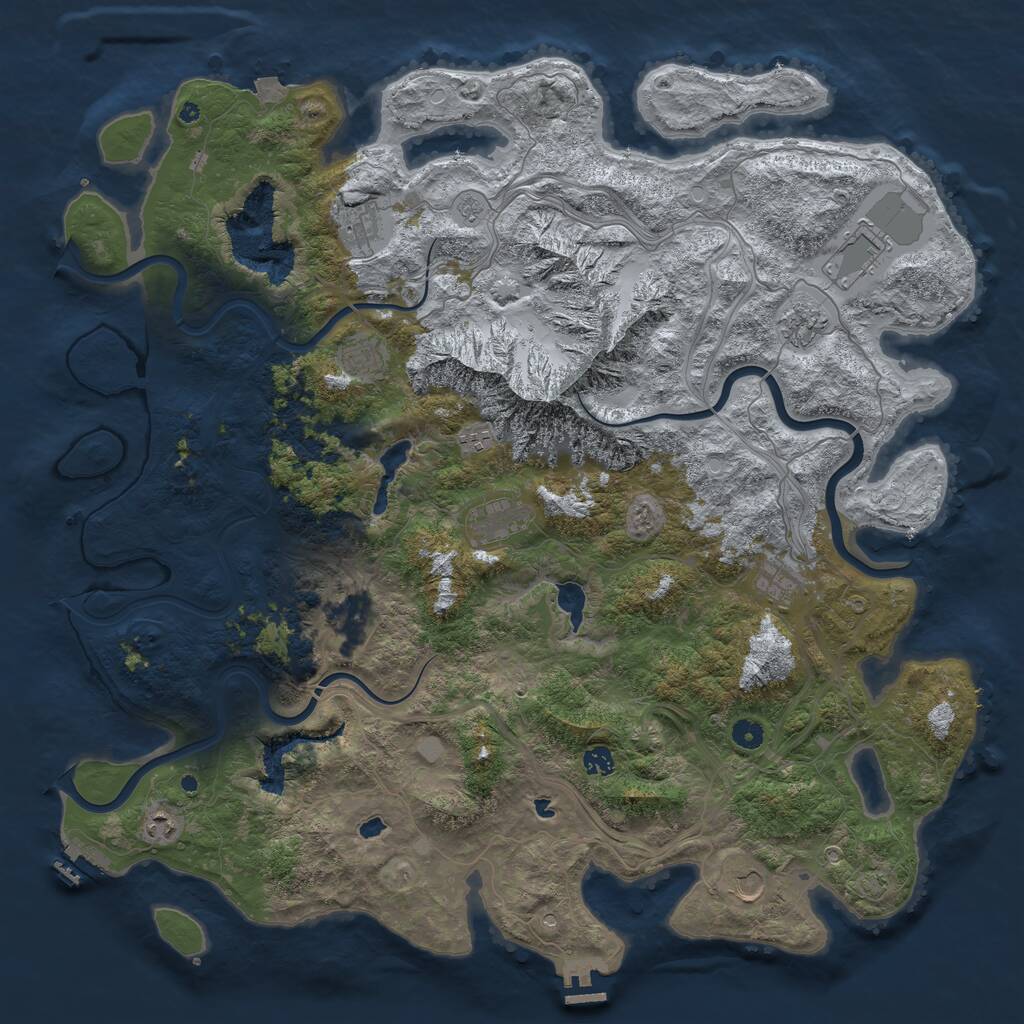 Rust Map: Procedural Map, Size: 5000, Seed: 1519964500, 17 Monuments