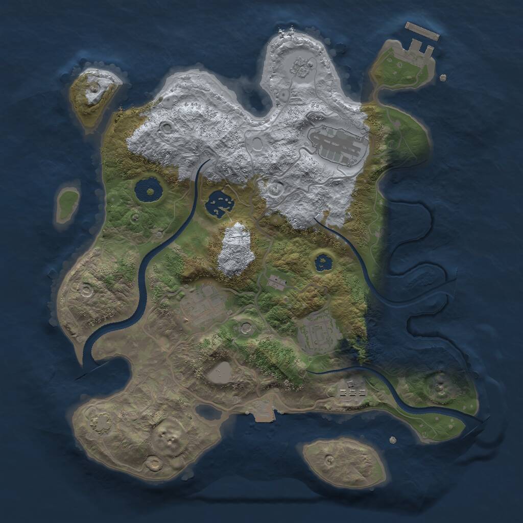 Rust Map: Procedural Map, Size: 3000, Seed: 2125201455, 10 Monuments