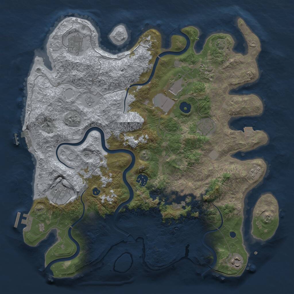 Rust Map: Procedural Map, Size: 3850, Seed: 661253, 15 Monuments