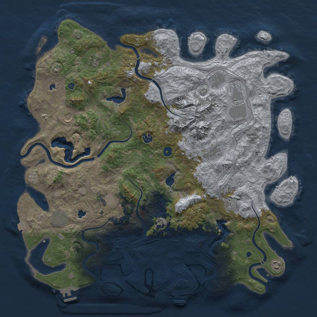 Rust Map: Procedural Map, Size: 5000, Seed: 4876, 17 Monuments