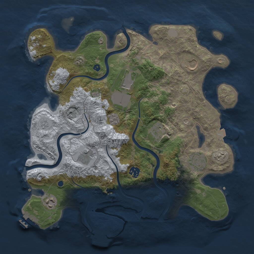 Rust Map: Procedural Map, Size: 3600, Seed: 649861369, 14 Monuments