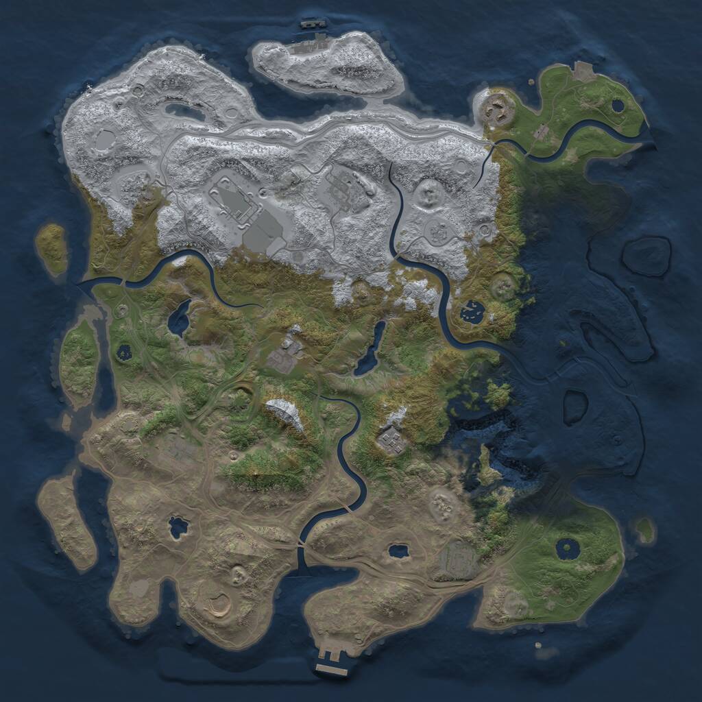 Rust Map: Procedural Map, Size: 4500, Seed: 1200908617, 16 Monuments