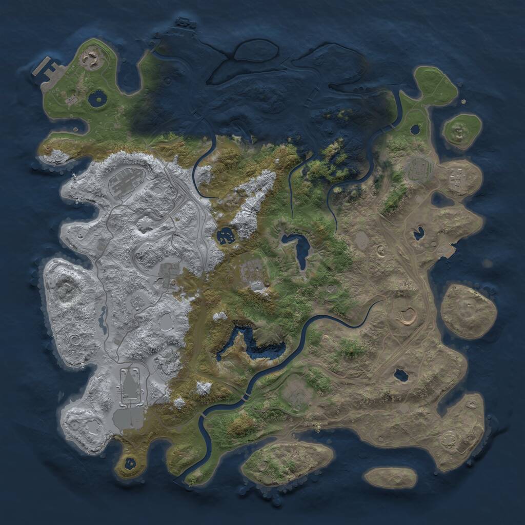 Rust Map: Procedural Map, Size: 4500, Seed: 547265718, 17 Monuments