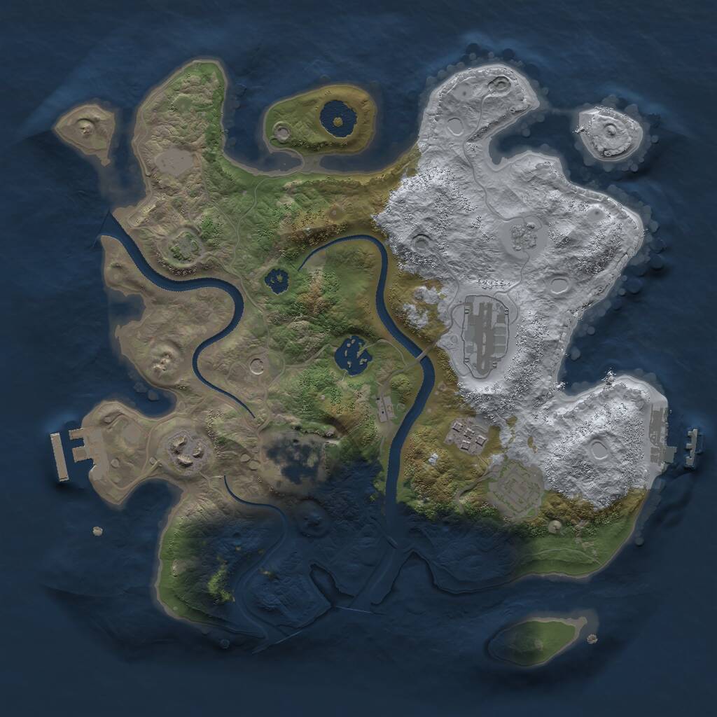Rust Map: Procedural Map, Size: 3000, Seed: 14660, 12 Monuments