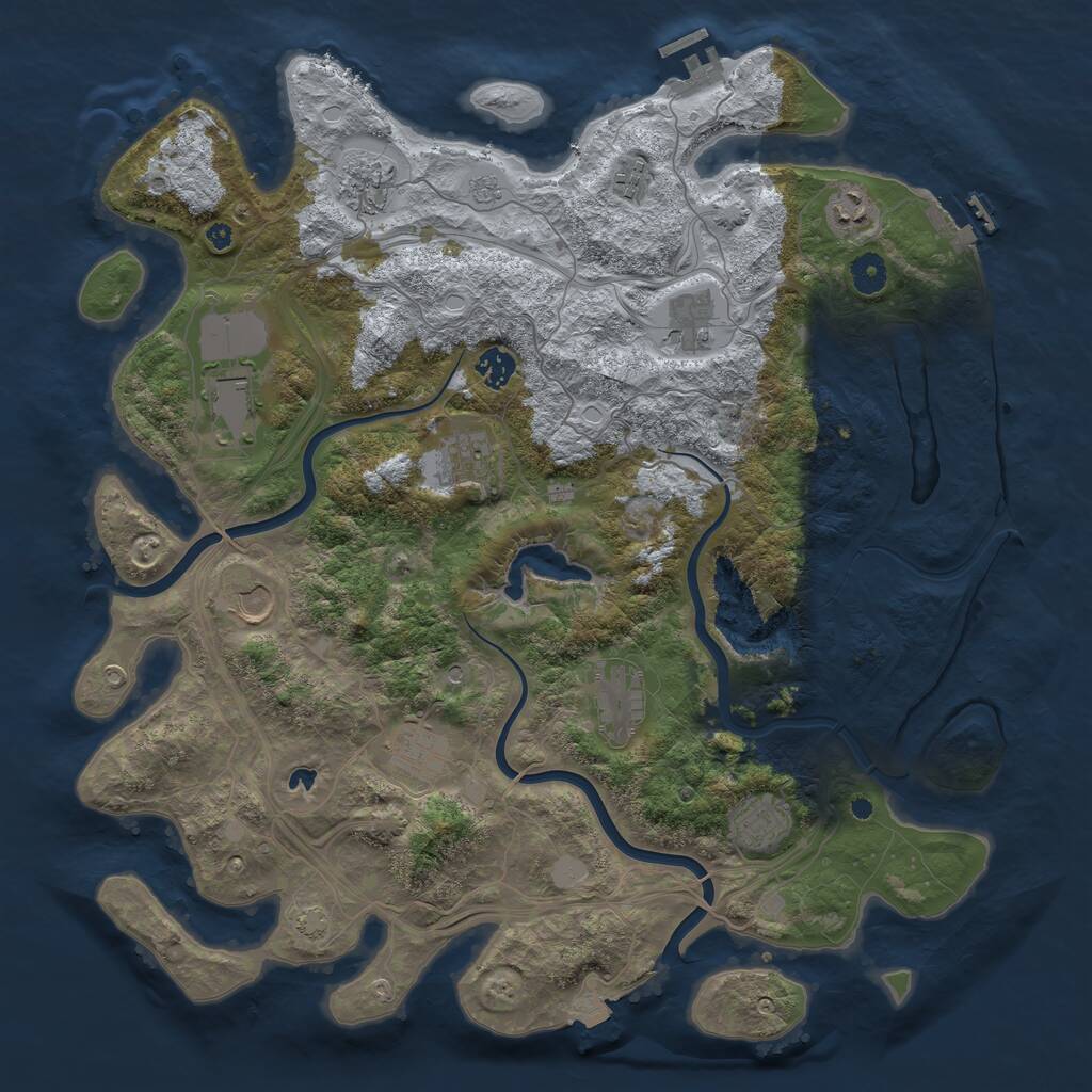 Rust Map: Procedural Map, Size: 4250, Seed: 971700772, 17 Monuments