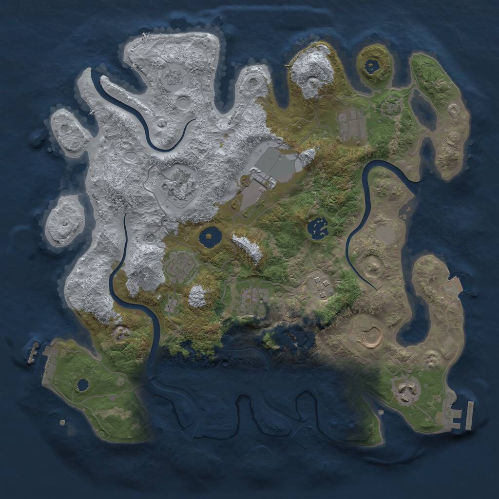 Rust Map: Procedural Map, Size: 3500, Seed: 111751432, 15 Monuments