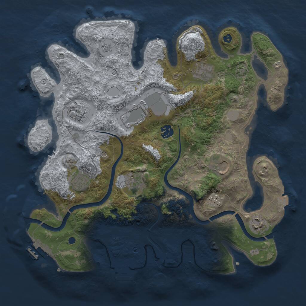 Rust Map: Procedural Map, Size: 3500, Seed: 111751432, 15 Monuments