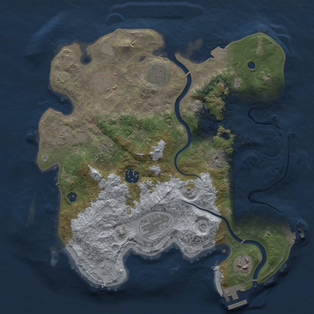 Rust Map: Procedural Map, Size: 3250, Seed: 408261837, 13 Monuments
