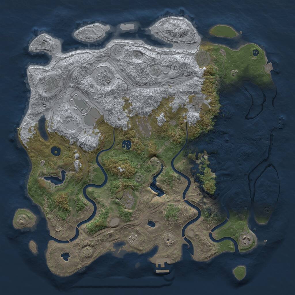 Rust Map: Procedural Map, Size: 4500, Seed: 859442434, 16 Monuments