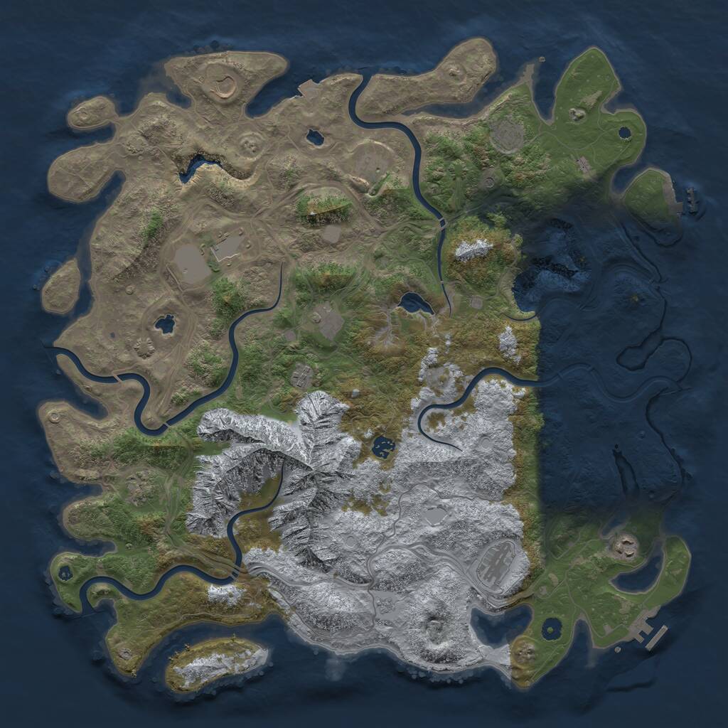 Rust Map: Procedural Map, Size: 5000, Seed: 1789546011, 16 Monuments