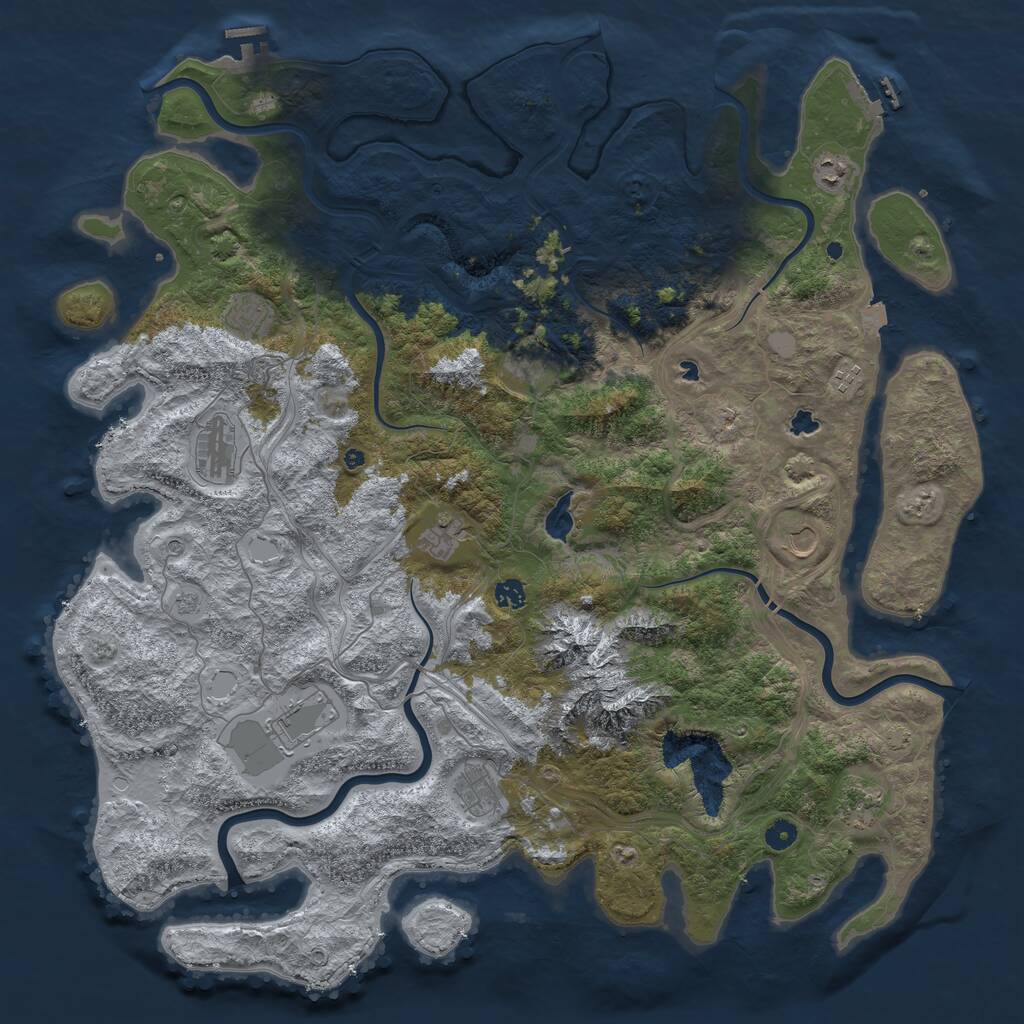 Rust Map: Procedural Map, Size: 5000, Seed: 710198860, 17 Monuments