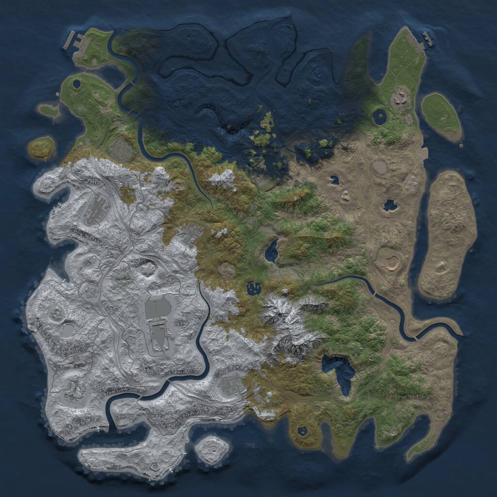 Rust Map: Procedural Map, Size: 5000, Seed: 710198860, 17 Monuments