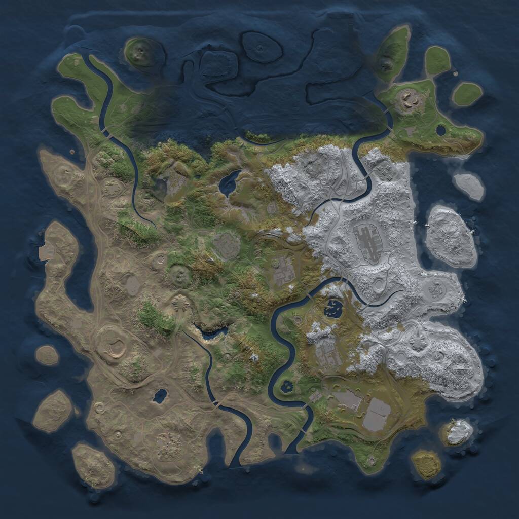 Rust Map: Procedural Map, Size: 4250, Seed: 1330008461, 16 Monuments