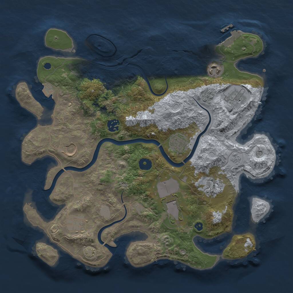 Rust Map: Procedural Map, Size: 3500, Seed: 272051634, 15 Monuments