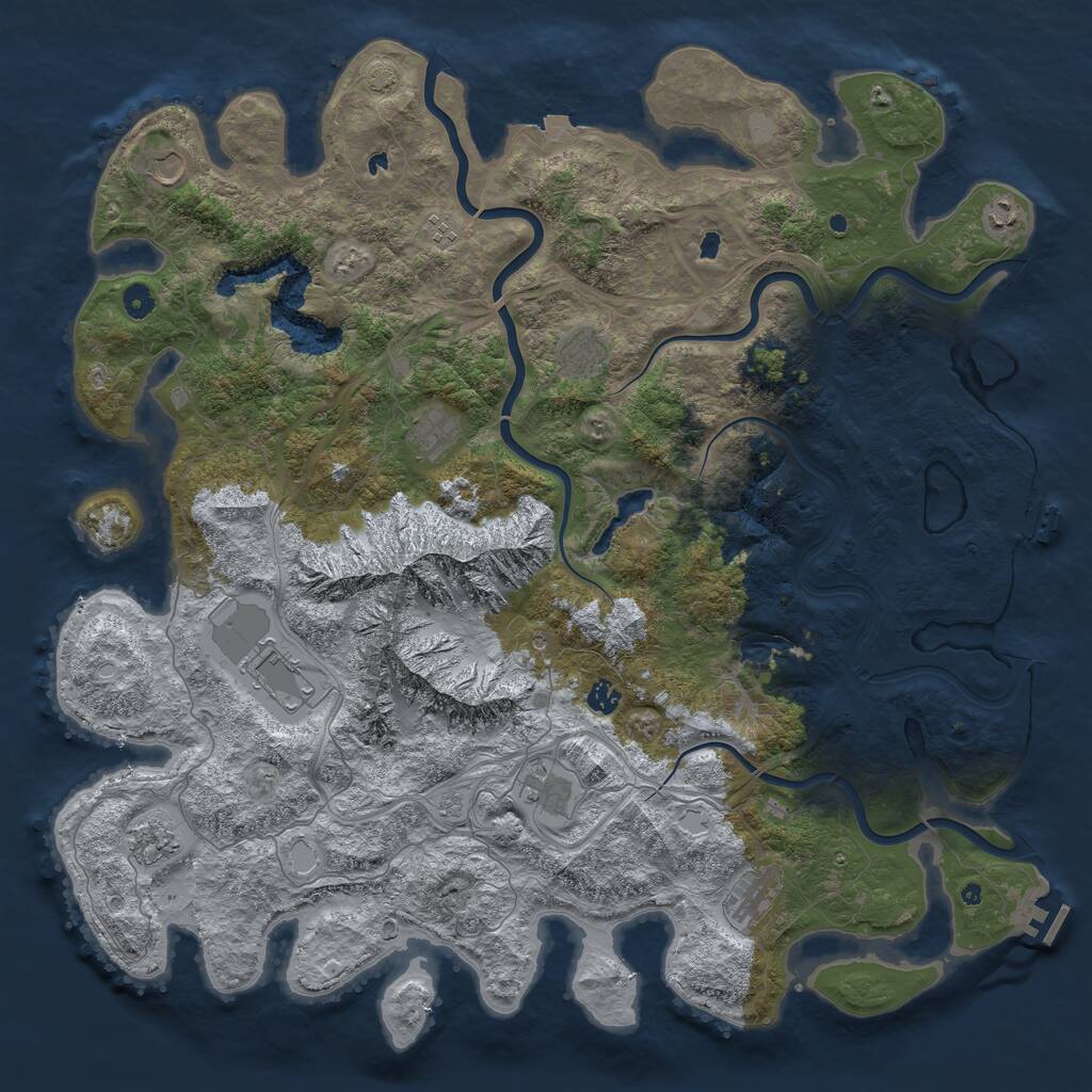 Rust Map: Procedural Map, Size: 5000, Seed: 5281, 16 Monuments