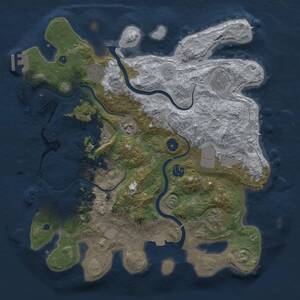 Thumbnail Rust Map: Procedural Map, Size: 3750, Seed: 733773428, 14 Monuments