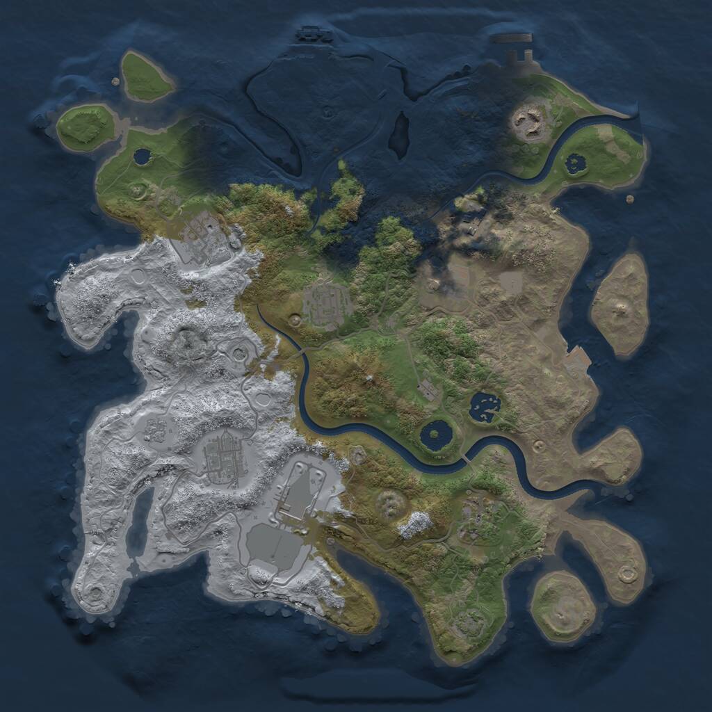 Rust Map: Procedural Map, Size: 3500, Seed: 738076986, 15 Monuments