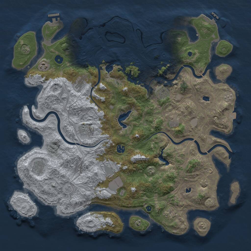 Rust Map: Procedural Map, Size: 4500, Seed: 195995390, 16 Monuments