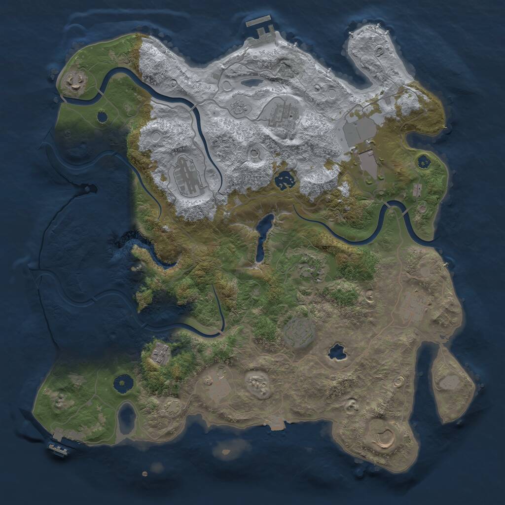 Rust Map: Procedural Map, Size: 4000, Seed: 27992, 17 Monuments
