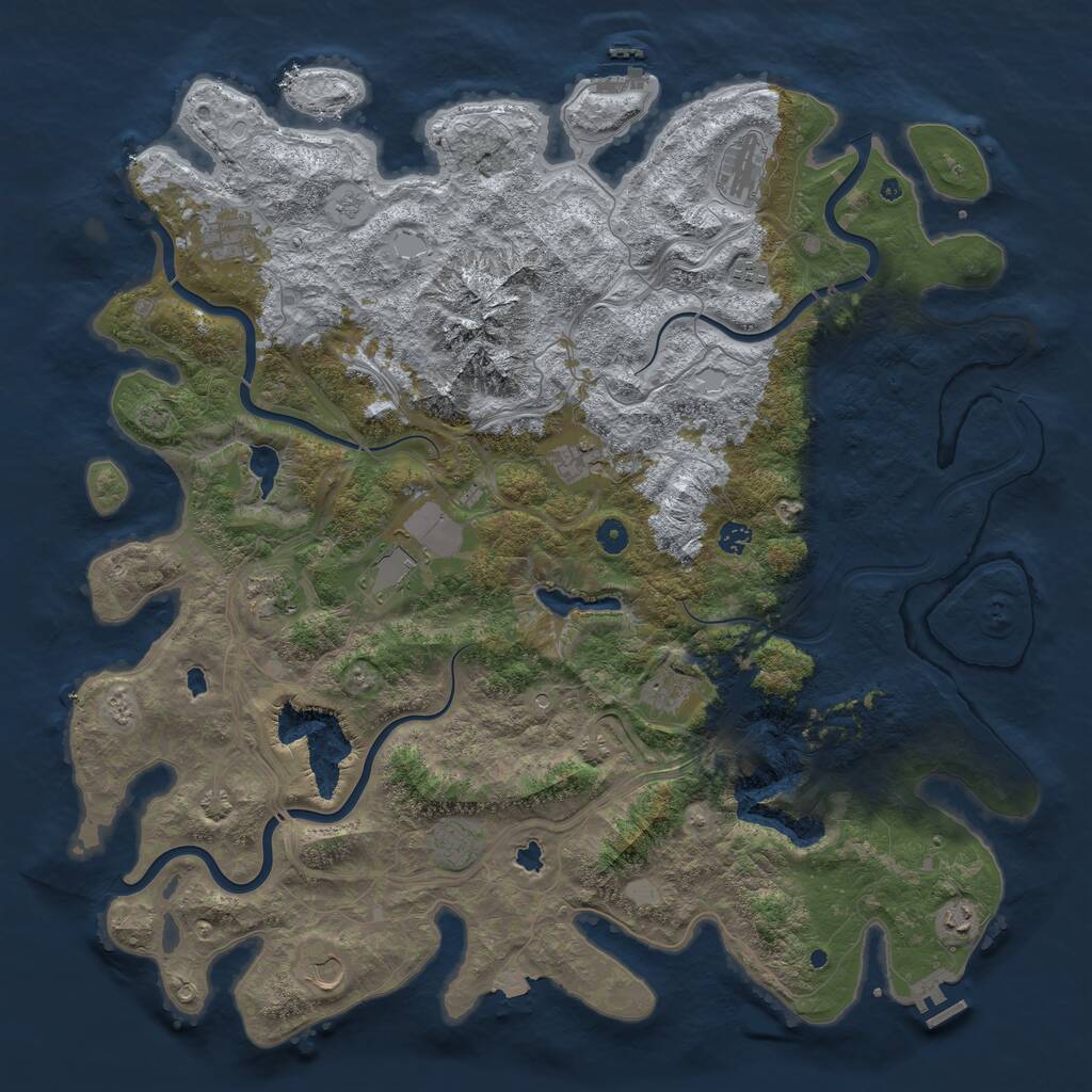 Rust Map: Procedural Map, Size: 5000, Seed: 696003841, 17 Monuments