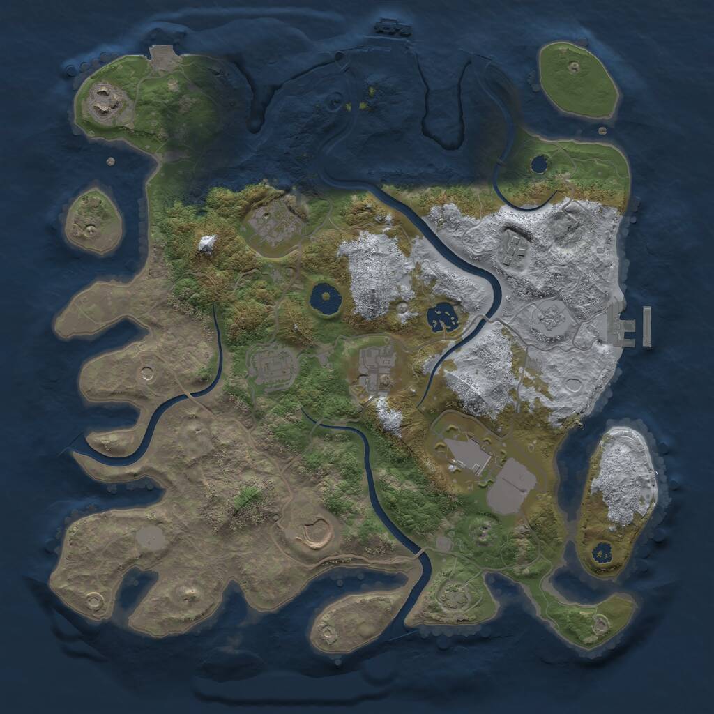 Rust Map: Procedural Map, Size: 3500, Seed: 324234142, 14 Monuments