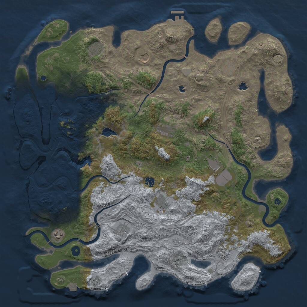 Rust Map: Procedural Map, Size: 4800, Seed: 843570711, 17 Monuments