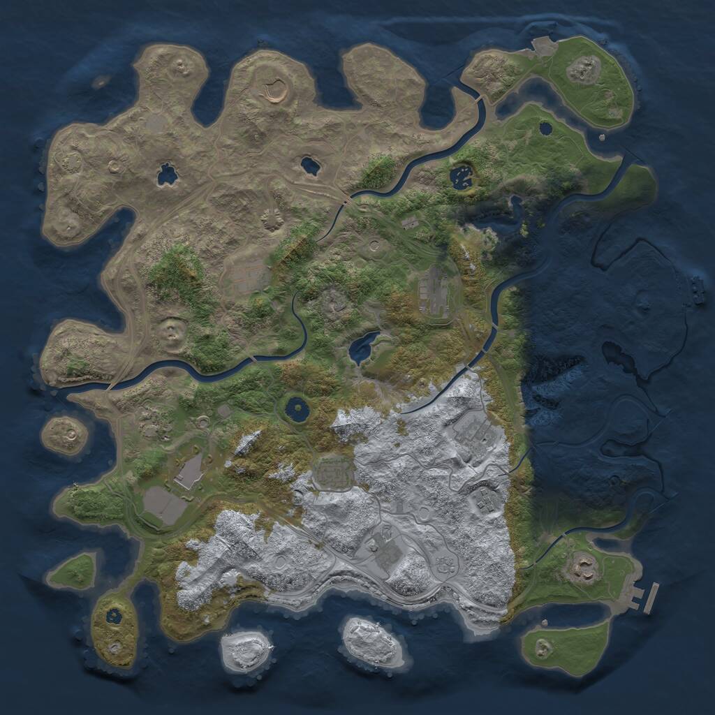Rust Map: Procedural Map, Size: 4500, Seed: 761262920, 17 Monuments