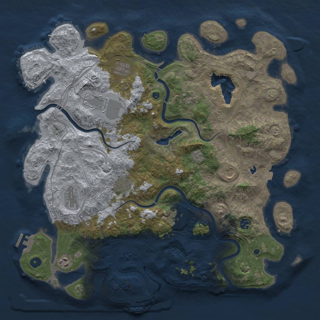 Rust Map: Procedural Map, Size: 4500, Seed: 42425114, 16 Monuments
