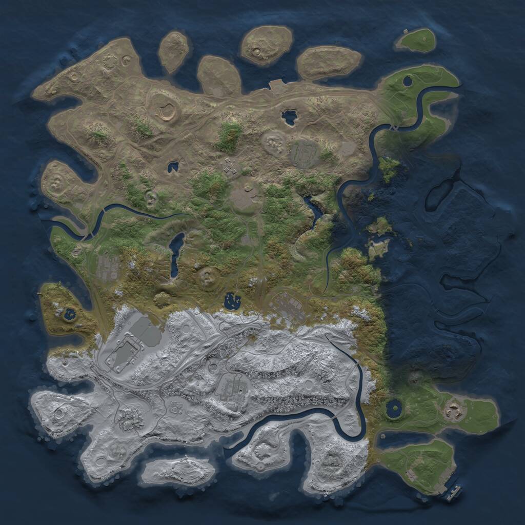 Rust Map: Procedural Map, Size: 4500, Seed: 263143658, 17 Monuments