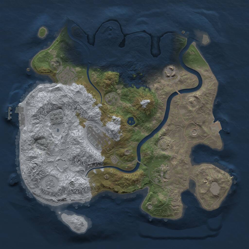 Rust Map: Procedural Map, Size: 3000, Seed: 54594, 10 Monuments
