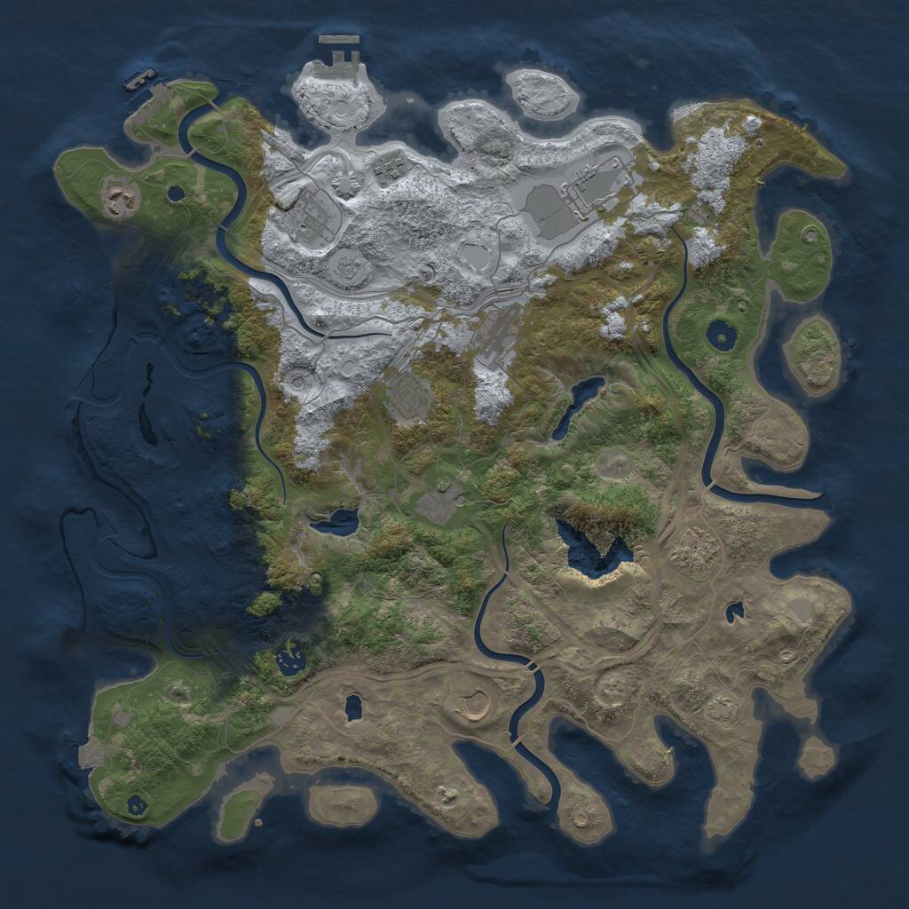 Rust Map: Procedural Map, Size: 4500, Seed: 748156840, 16 Monuments