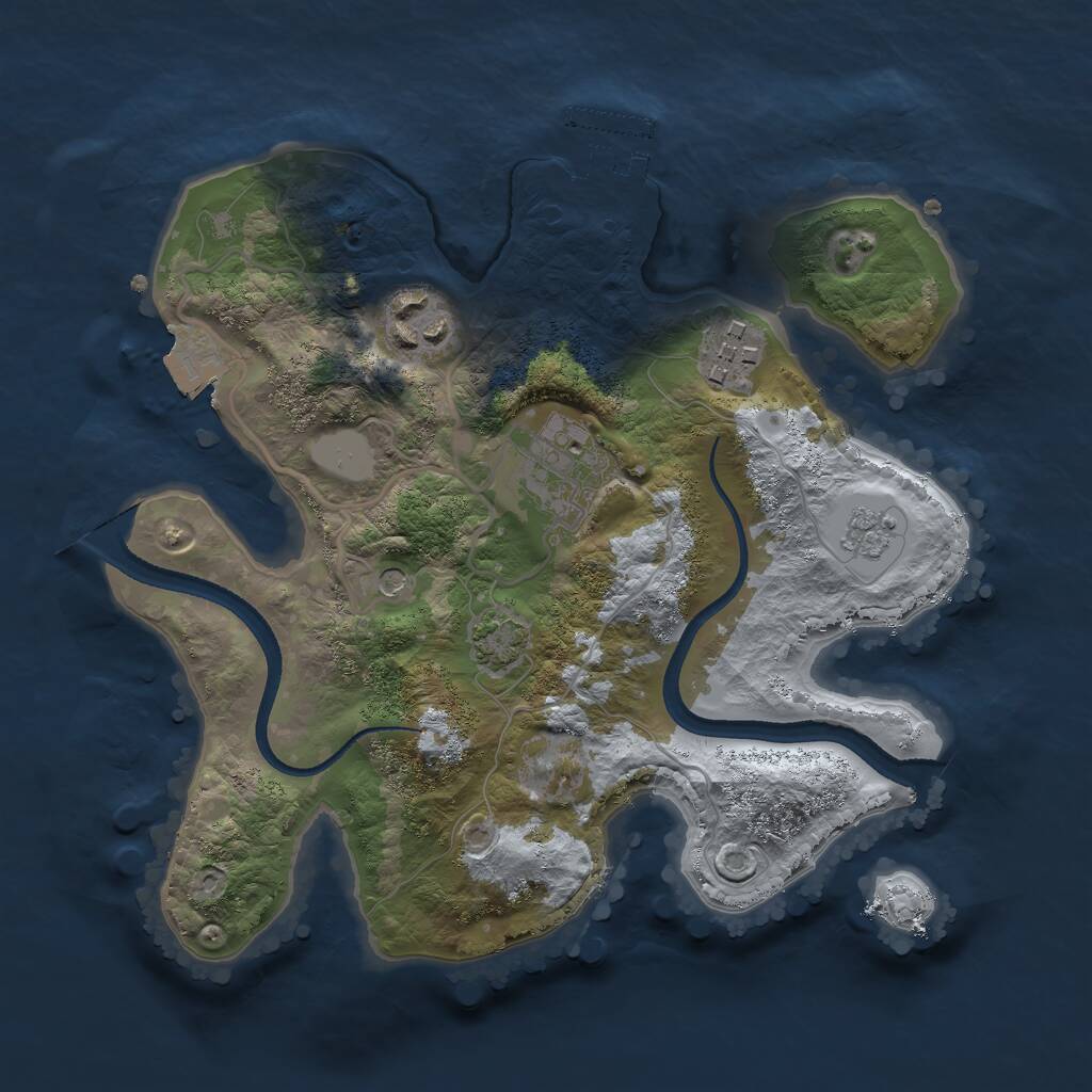 Rust Map: Procedural Map, Size: 2500, Seed: 5574, 8 Monuments