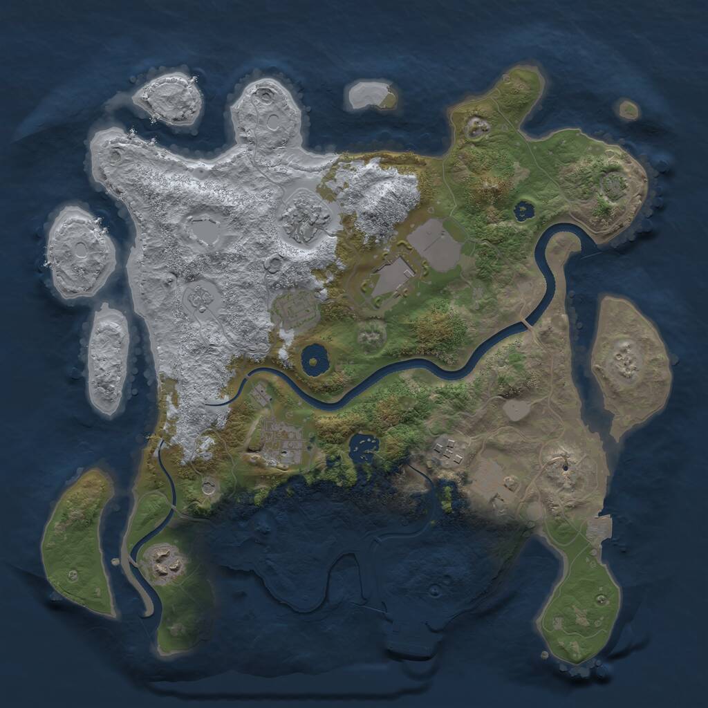 Rust Map: Procedural Map, Size: 3500, Seed: 1927261613, 13 Monuments