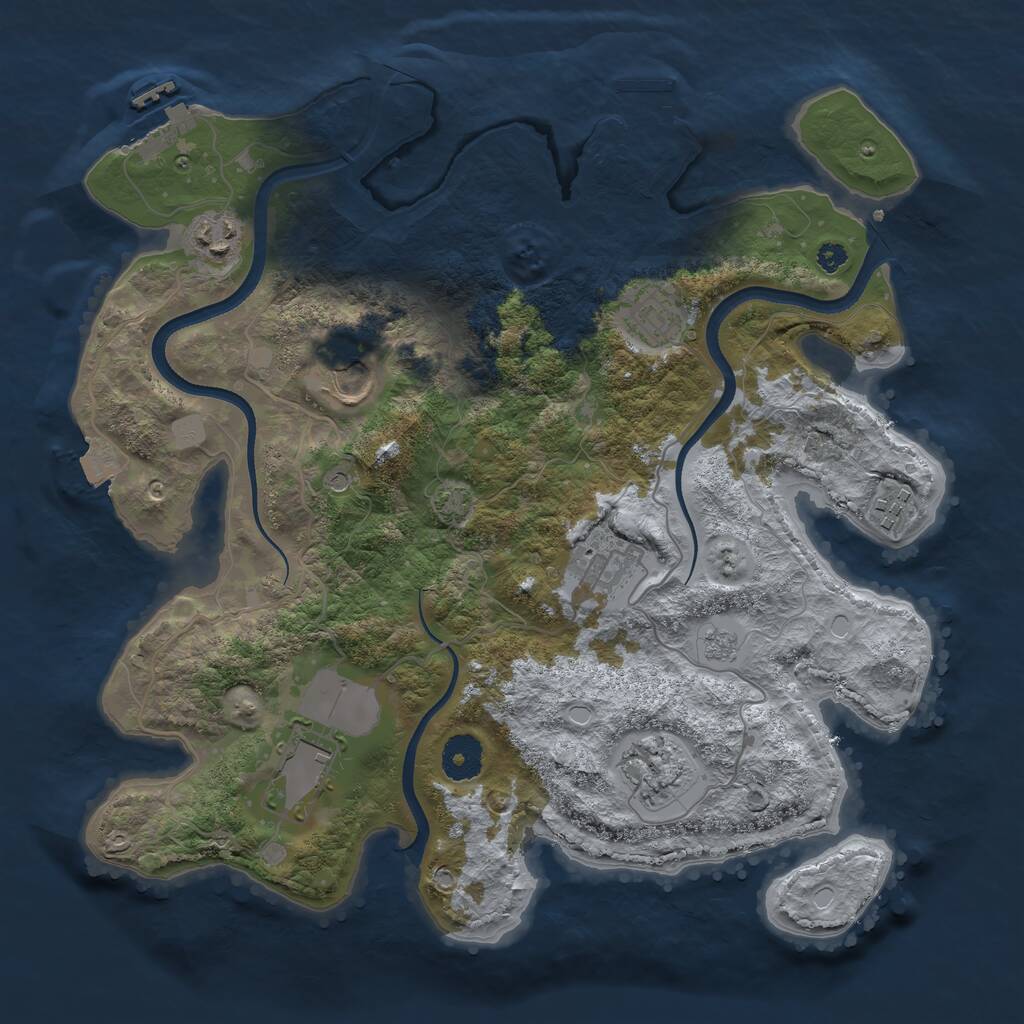 Rust Map: Procedural Map, Size: 3500, Seed: 808140641, 13 Monuments