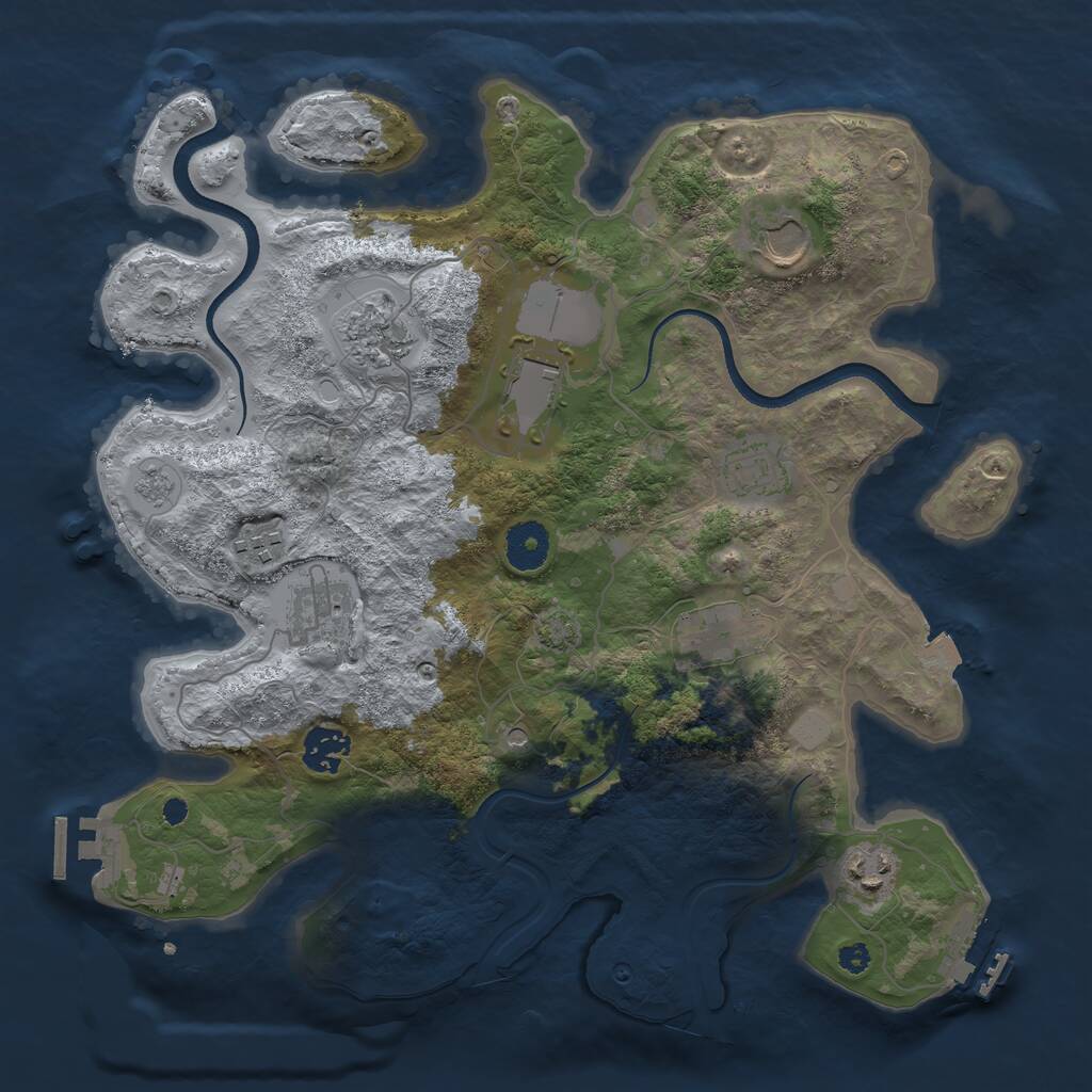 Rust Map: Procedural Map, Size: 3500, Seed: 1662950, 15 Monuments