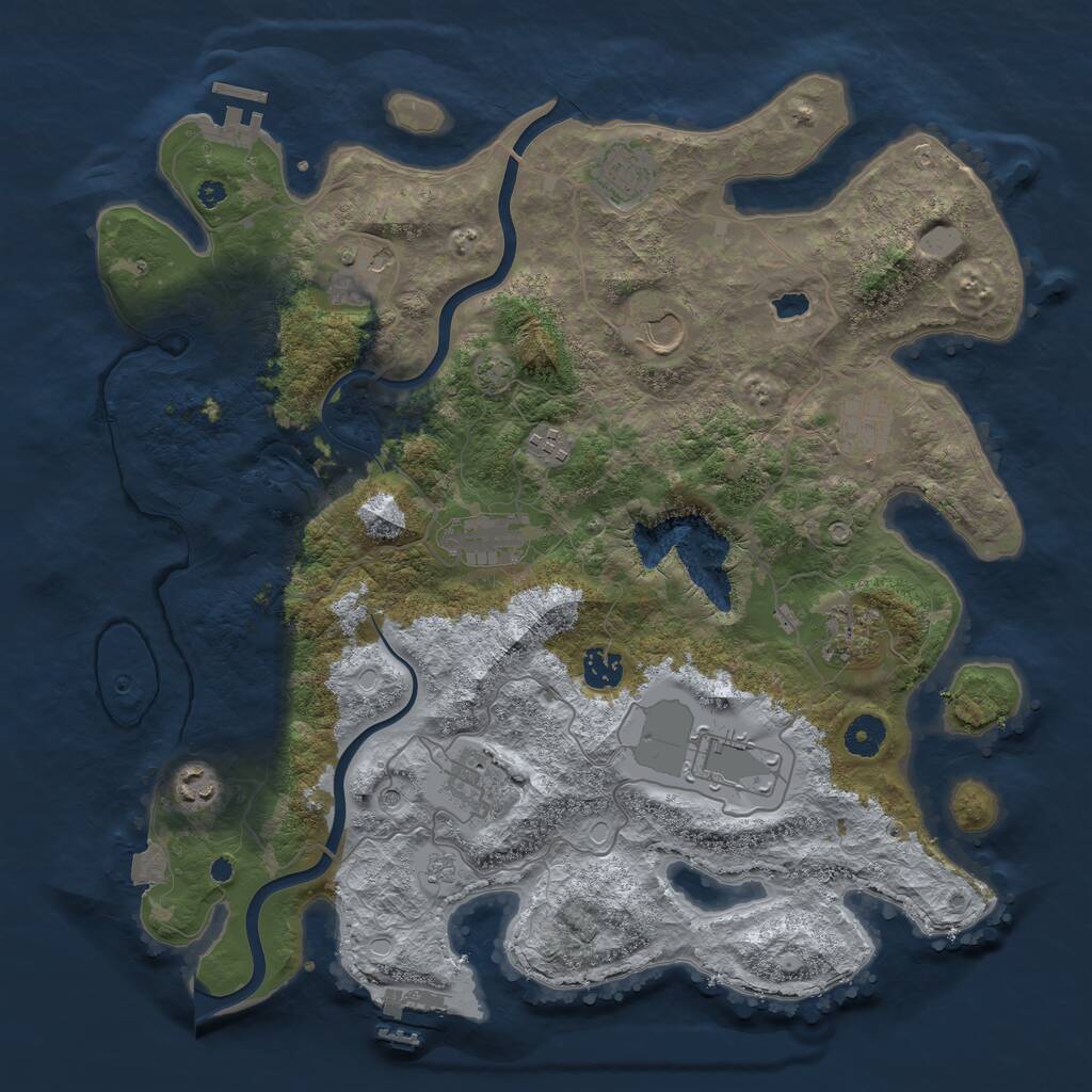 Rust Map: Procedural Map, Size: 4000, Seed: 15624441, 17 Monuments
